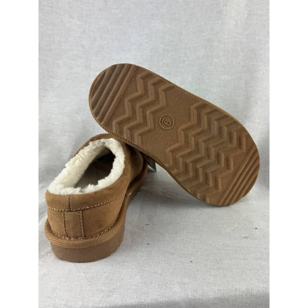 Cat & Jack Toddler Boys Girls Chestnut‎ Faux Fur Lined Suede Slippers Size 9 NEW